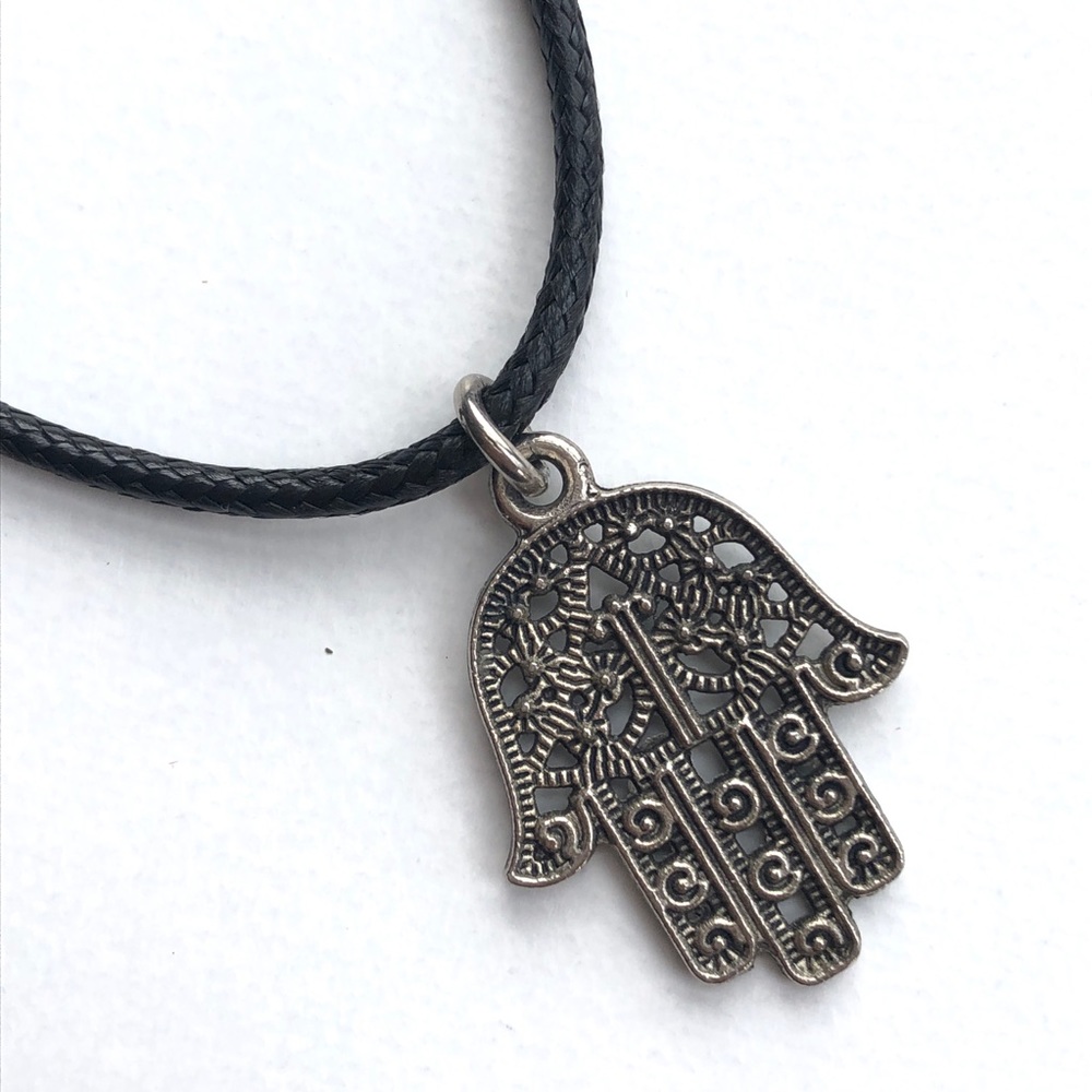 Anthropologie Hamsa antique silver necklace